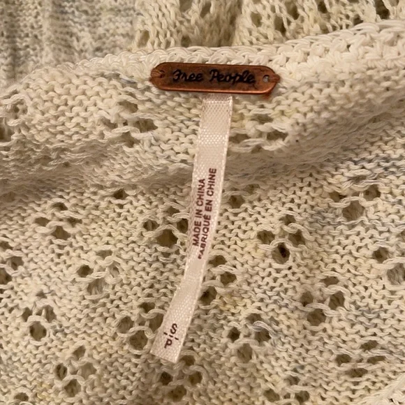 Free People Cream Sweater with Blue Accents - Picture 5 of 6